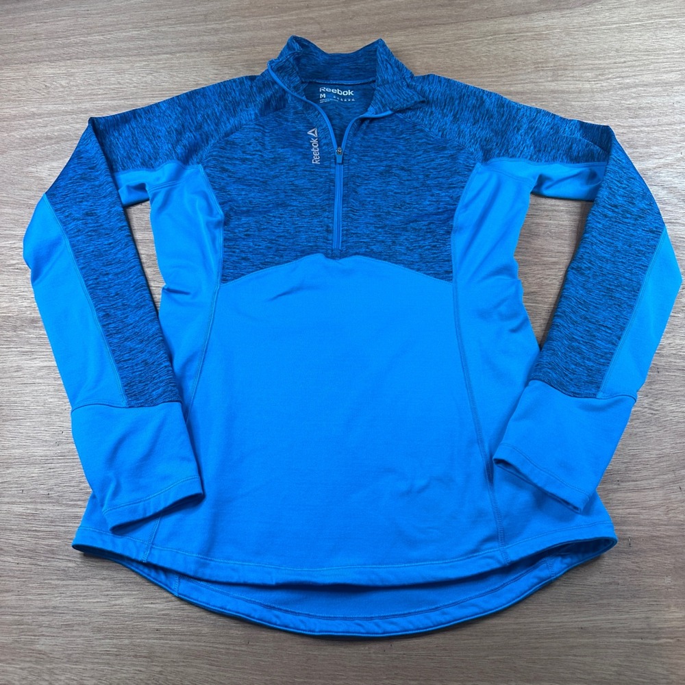 Reebok Speedwick Blue Space Dye 1/4 Zip Pullover Womens Medium Athletic Top